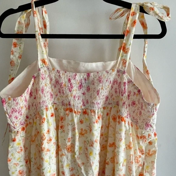 ARULA Cream Maxi Dress with Pink and Orange Floral Print - Picture 5 of 9